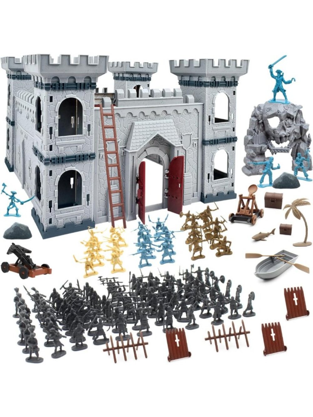 Medieval Castle Knight Toy Soldiers Set - 20 Pirates, 12 Soldiers, 8 Cavalry